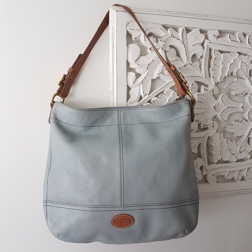 FOSSIL Light Blue Leather Shoulder Bag